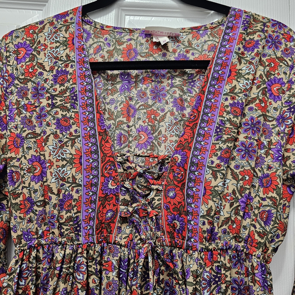 Floral Maxi Dress with Bell Sleeves - Picture 2 of 7